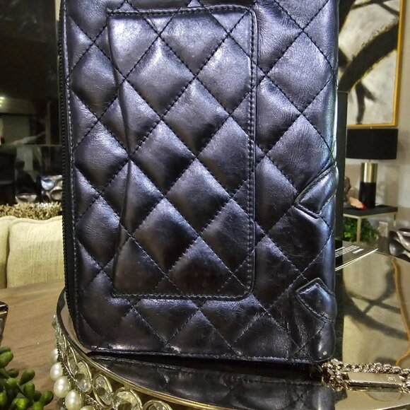 EUC Authentic ULTRA RARE Chanel Cambon Iridescent Blue Organizer Wallet - Picture 13 of 16